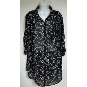 Torrid Beetlejuice Women’s Plus 18/20 Tunic Sandworm Button Down Sheer Chiffon